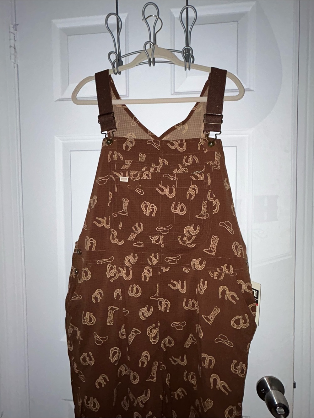 Duluth Trading Garden Overall Womens XXL Tall Brown Horseshoe Western Cowgirl